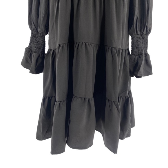 Pomander Place | Black Crepe Kenzo Relaxed Fit Long Sleeve Mini Dress Size S - Picture 6 of 12